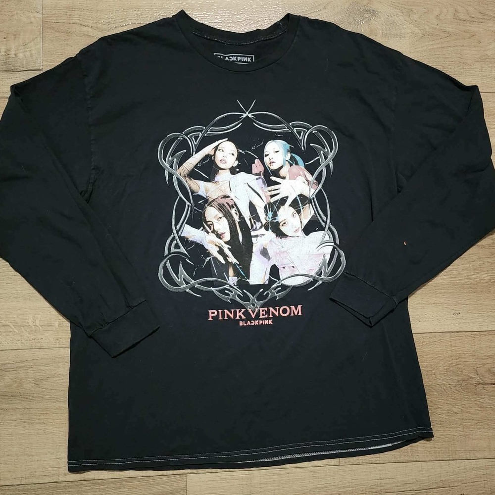 Blackpink Pink Venom Long Sleeve Graphic T-Shirt Black Mens Large 38431030